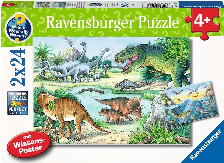 Ravensburger Puzzle 2x 24 Pz Dinosauri