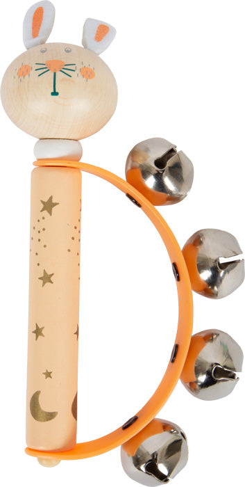 Wooden rattle with pastel baby bells