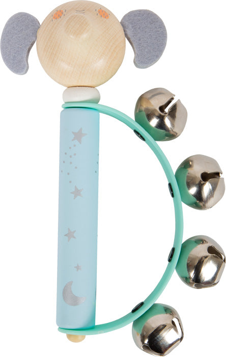 Wooden rattle with pastel baby bells