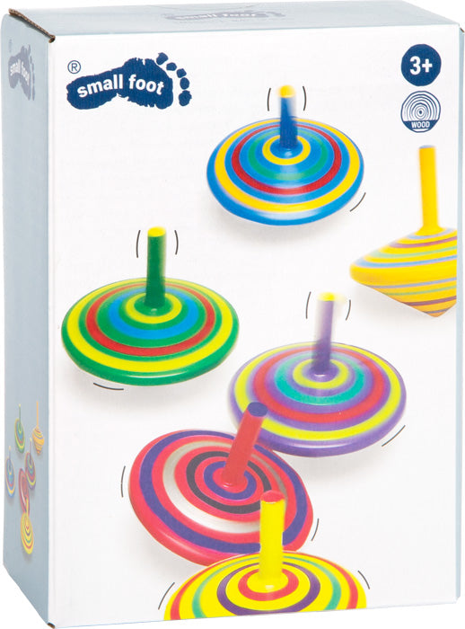 Striped wooden spinning top