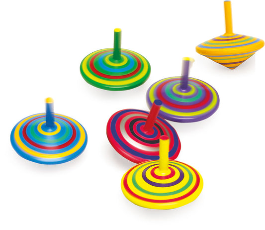 Striped wooden spinning top