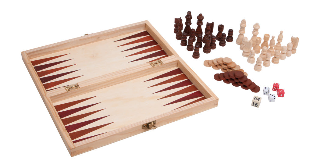 Giochi classici in valigetta di legno 3 in 1